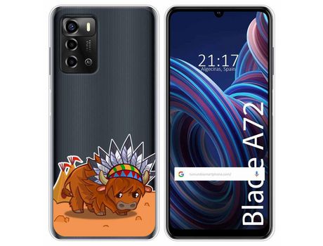 Funda Silicona Transparente para ZTE Blade A72 diseño Bufalo Dibujos