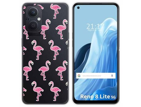 Funda Silicona Transparente para Oppo Reno 8 Lite 5G diseño Flamenco Dibujos