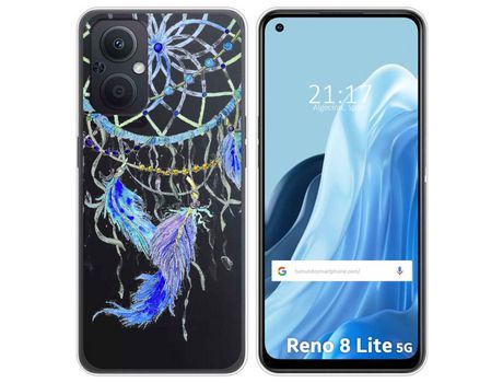 Funda Silicona Transparente para Oppo Reno 8 Lite 5G diseño Plumas Dibujos