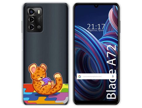 Funda Silicona Transparente para ZTE Blade A72 diseño Leopardo Dibujos