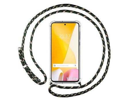 Funda Colgante Transparente para Xiaomi 12 Lite 5G con Cordon Verde / Dorado