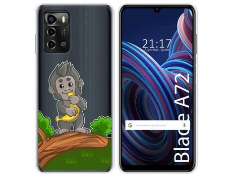 Funda Silicona Transparente para ZTE Blade A72 diseño Mono Dibujos