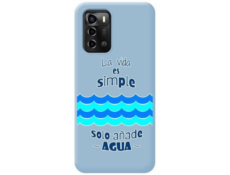Funda Silicona Líquida Azul para ZTE Blade A72 diseño Agua Dibujos