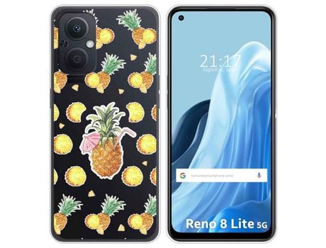 Funda Silicona Transparente para Oppo Reno 8 Lite 5G diseño Piña Dibujos