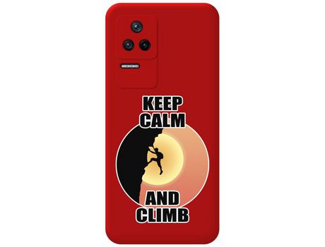 Funda Silicona Líquida Roja para Xiaomi Poco F4 5G diseño Hombre Escalada Dibujos