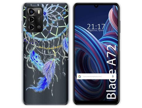 Funda Silicona Transparente para ZTE Blade A72 diseño Plumas Dibujos