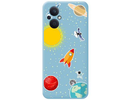 Funda Silicona Líquida Azul para Oppo Reno 8 Lite 5G diseño Espacio Dibujos