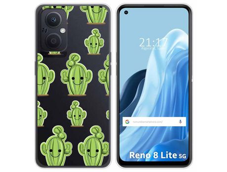 Funda Silicona Transparente para Oppo Reno 8 Lite 5G diseño Cactus Dibujos