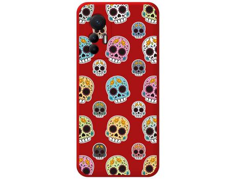Funda Silicona Líquida Roja para Xiaomi 12 Lite 5G diseño Catrina Dibujos