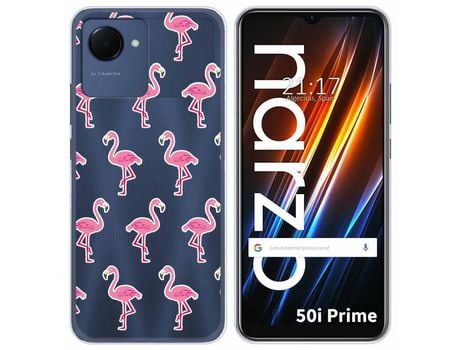 Funda Silicona Transparente para Realme Narzo 50i Prime diseño Flamenco Dibujos