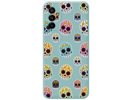 Funda Silicona Líquida Azul para Samsung Galaxy M13 4G diseño Catrina Dibujos