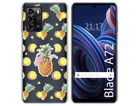 Funda Silicona Transparente para ZTE Blade A72 diseño Piña Dibujos