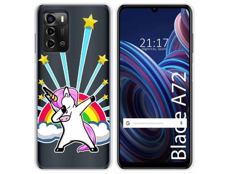 Funda Silicona Transparente para ZTE Blade A72 diseño Unicornio Dibujos