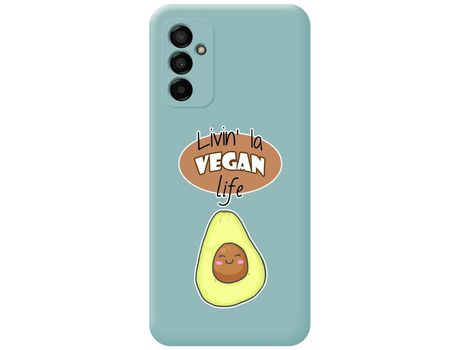 Funda Silicona Líquida Azul para Samsung Galaxy M13 4G diseño Vegan Life Dibujos