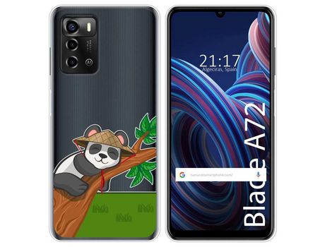 Funda Silicona Transparente para ZTE Blade A72 diseño Panda Dibujos