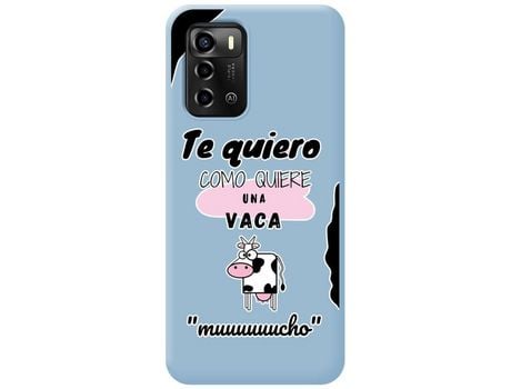 Funda Silicona Líquida Azul para ZTE Blade A72 diseño Vaca Dibujos