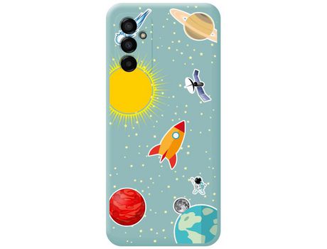 Funda Silicona Líquida Azul para Samsung Galaxy M13 4G diseño Espacio Dibujos