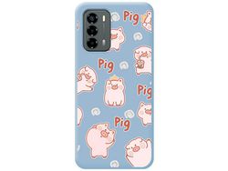 Funda Silicona Líquida Azul para ZTE Blade V40 Vita diseño Cerdos Dibujos