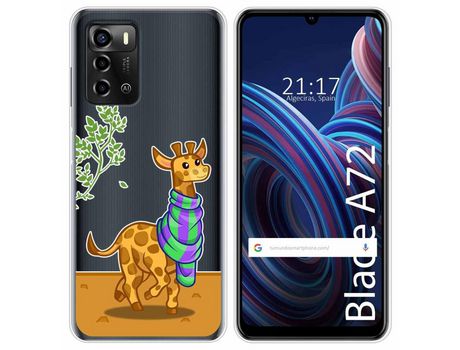 Funda Silicona Transparente para ZTE Blade A72 diseño Jirafa Dibujos