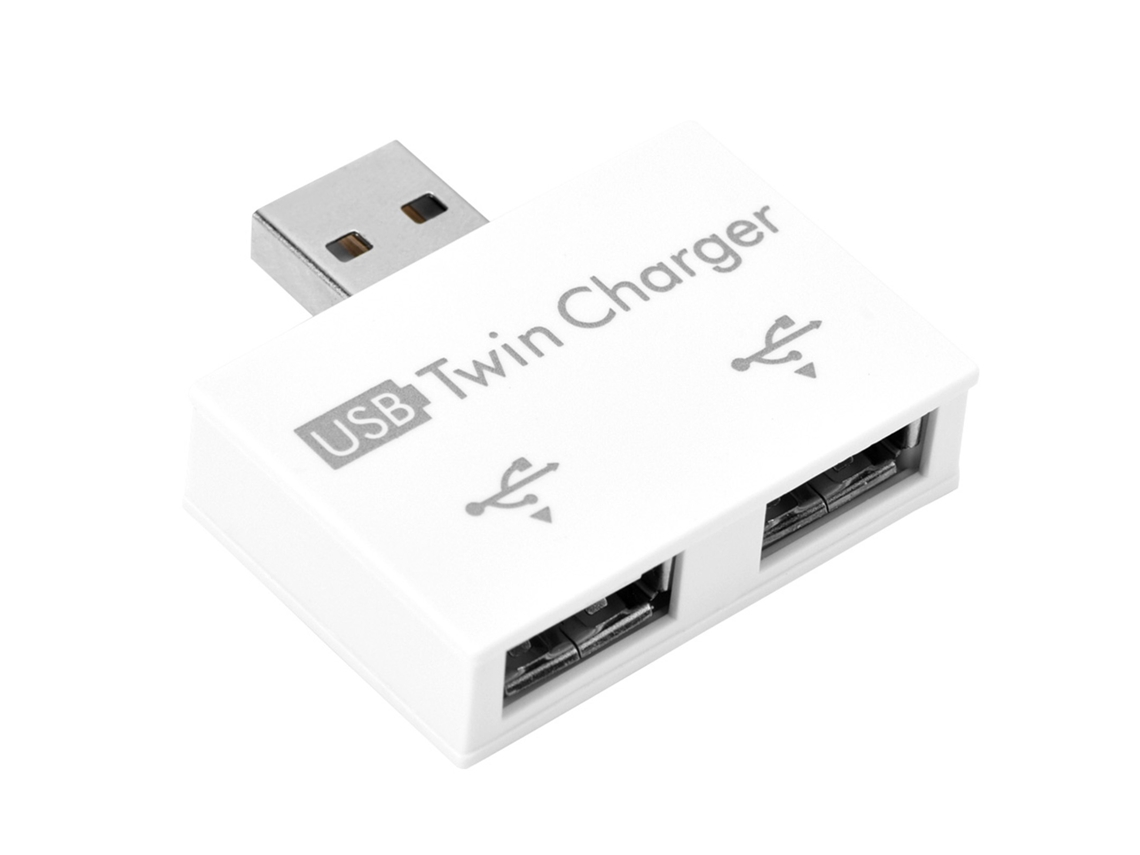 Adaptador Divisor De Cargador Con Concentrador Usb 2.0 Macho A Dos Puertos Usb, Blanco