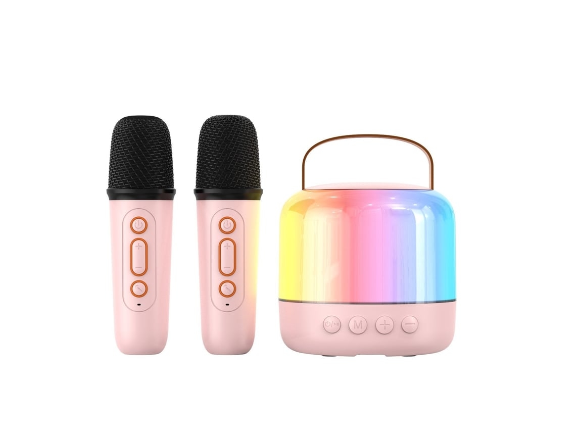 Mini máquina de karaoke para niños, máquina de karaoke portátil con 2 micrófonos inalámbricos y micrófono de karaoke Bluetooth de Chennnls.