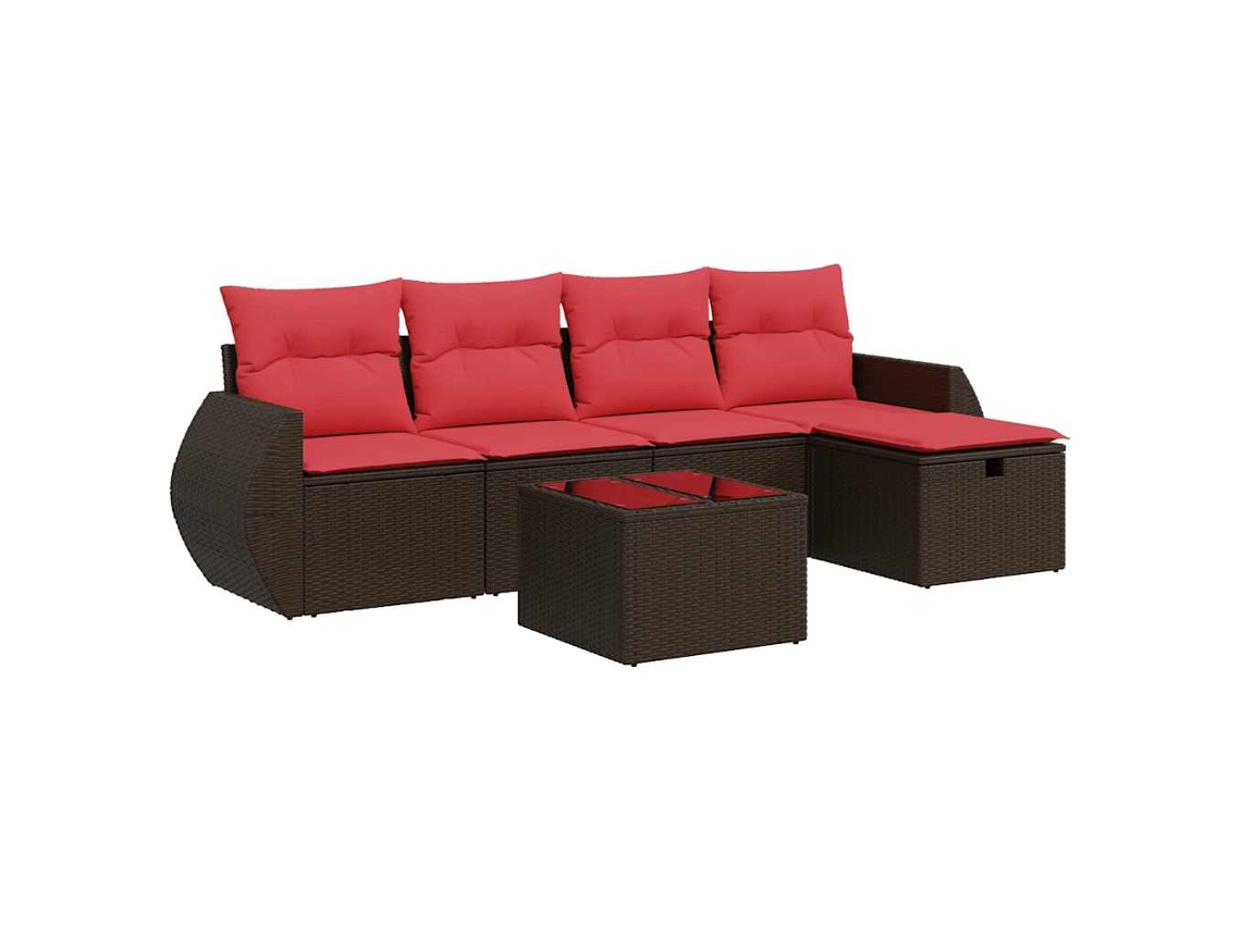 Maison Exclusive - Set Sofás De Jardín 6 Piezas Y Cojines Ratán Sintético Marrón