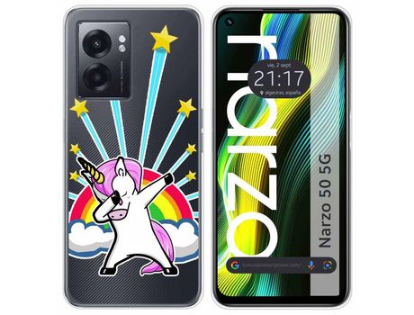 Funda para Realme Narzo 50 5g TUMUNDOSMARTPHONE Dibujos Transparente Unicórnio Multicolor