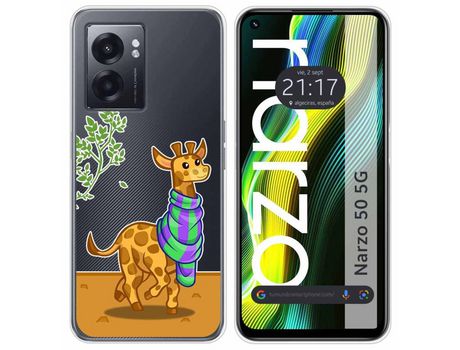 Funda para Realme Narzo 50 5g TUMUNDOSMARTPHONE Dibujos Transparente Jirafa Multicolor