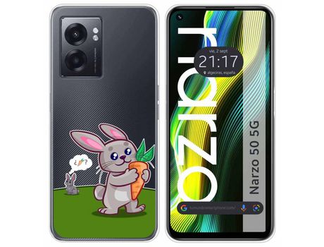 Funda para Realme Narzo 50 5g TUMUNDOSMARTPHONE Dibujos Transparente Conejo Multicolor