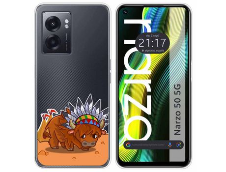 Funda para Realme Narzo 50 5g TUMUNDOSMARTPHONE Dibujos Transparente Búfalo Multicolor