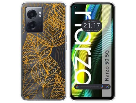 Funda para Realme Narzo 50 5g TUMUNDOSMARTPHONE Dibujos Transparente Hojas Multicolor