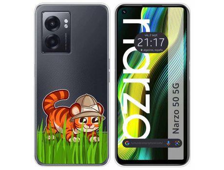 Funda para Realme Narzo 50 5g TUMUNDOSMARTPHONE Dibujos Transparente Tigre Multicolor