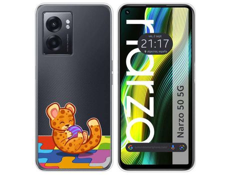 Funda para Realme Narzo 50 5g TUMUNDOSMARTPHONE Dibujos Transparente Leopardo Multicolor