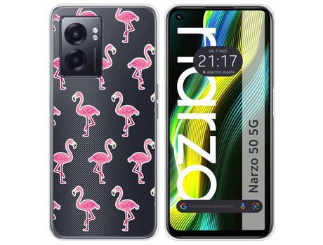 Funda para Realme Narzo 50 5g TUMUNDOSMARTPHONE Dibujos Transparente Flamenco Multicolor