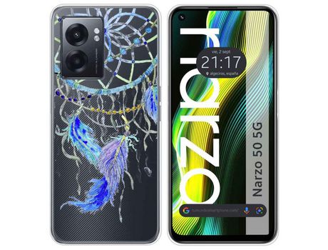 Funda para Realme Narzo 50 5g TUMUNDOSMARTPHONE Dibujos Transparente Penas Multicolor