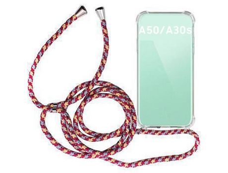 Funda Móvil Colgante para Samsung Galaxy A50 / A30s Cuerda Rojo Burdeos y Azul