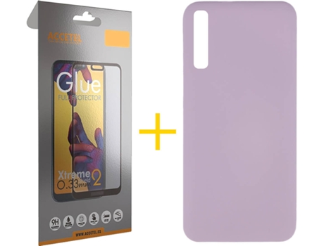 Kit Funda + Protector de Pantalla Samsung Galaxy A50 ACCETEL Full Silicona Líquida (Morado)