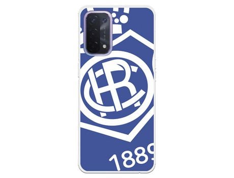 Funda para Oppo A54 5G Del Recre Escudo Fondo Azul - Licencia Oficial Real Club Recreativo de Huelva