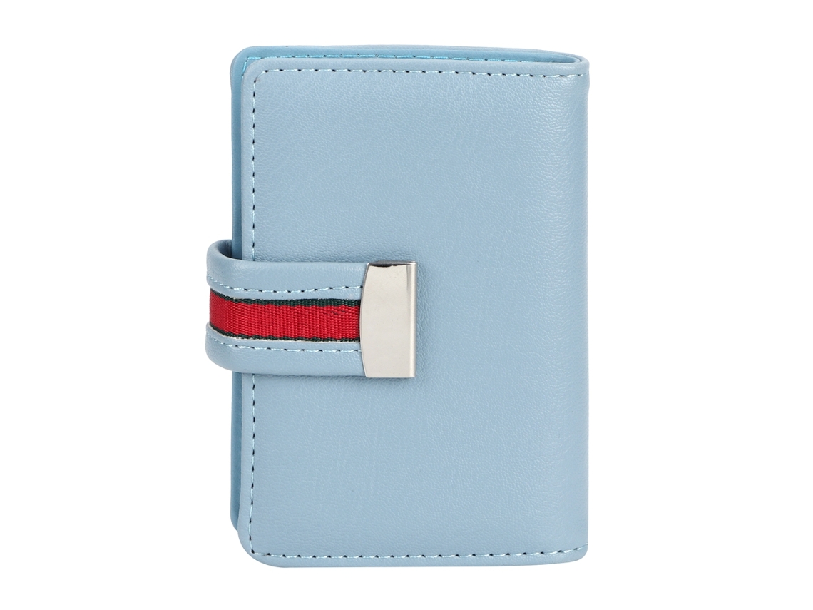 Tarjetero Rfid Antirrobo Para Mujer, Compacto, De Piel Sintética, Para Tarjetas Bancarias Y De Identificación, Color Azul.