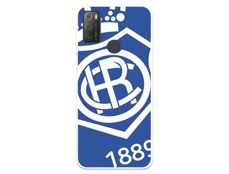 Funda Para Alcatel 1S 2021 Del Recre Escudo Fondo Azul - Licencia Oficial Real Club Recreativo De Huelva