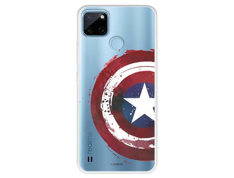 Funda Para Realme C21Y Oficial De Marvel Capitán América Escudo Transparente - Marvel