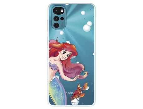 Funda Para Motorola Moto G22 Oficial De Disney Ariel Y Sebastián Burbujas - La Sirenita
