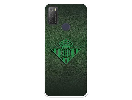 Funda Para Alcatel 1S 2021 Del Betis Escudo Verde Fondo Trama - Licencia Oficial Real Betis Balompié