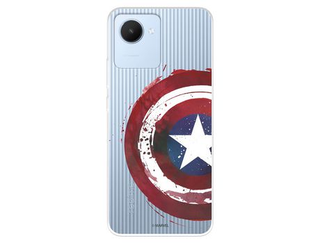 Funda Para Realme C30 Oficial De Marvel Capitán América Escudo Transparente - Marvel