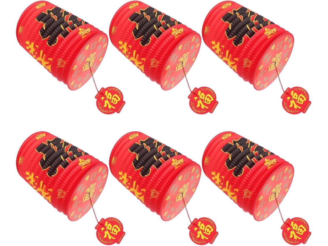 Juego De 6 Faroles Chinos Rojos Tradicionales, Adornos Colgantes Para Año Nuevo.