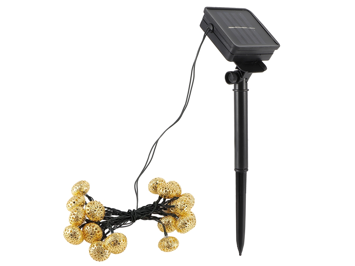 Guirnalda De Luces Solares Con 20 Led, Globos Dorados Huecos, Para Decoración Navideña, Festiva Y De Fiestas.
