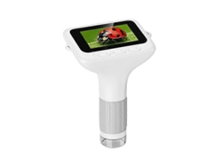 Microscopio digital portátil H385 con pantalla IPS de 3 pulgadas, enfoque manual y luz integrada. Ideal para niños.