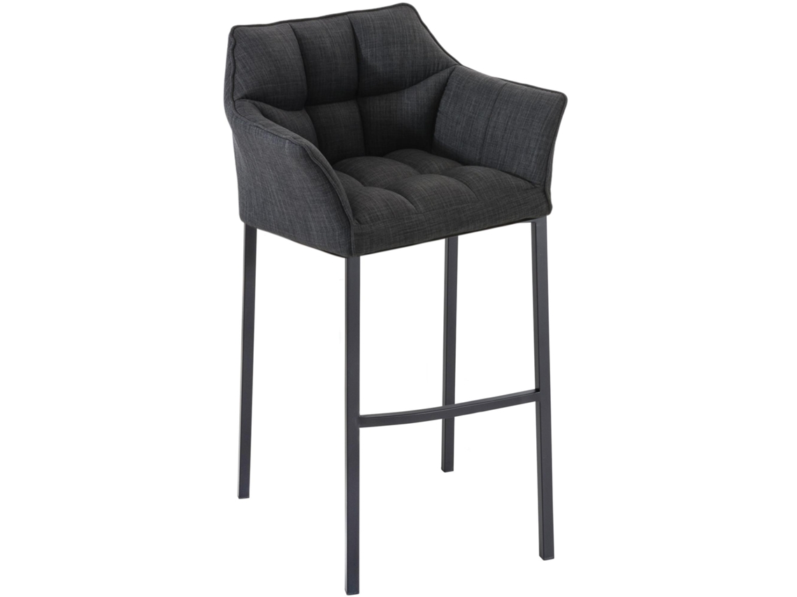 Taburete de bar de tela Damaso con 4 patas gris oscuro/negro Clp