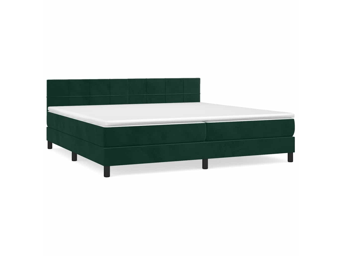 Maison Exclusive - Cama Box Spring Con Colchón Terciopelo Verde Oscuro 200x200 Cm