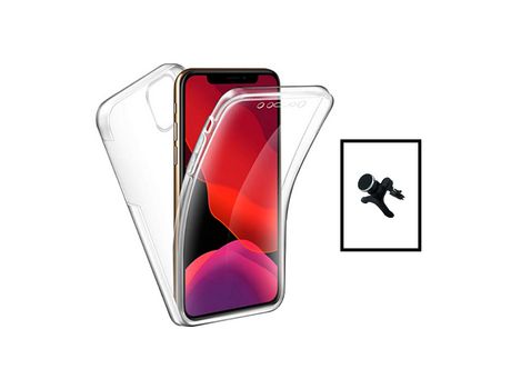 Kit Carcasa 3X1 360° Impact Protection + Soporte Magnético de Auto Reforzado para iPhone 14 PHONECARE Transparente/Blanco
